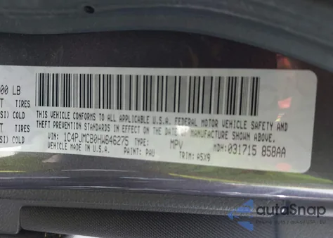 2017 Jeep Cherokee Latitude 4X4 from USA, damaged, VIN 1C4PJMCB0HW646275